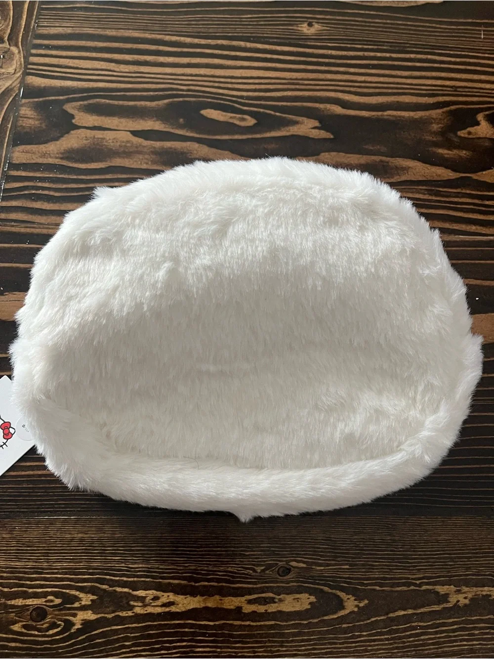 Forever 21 Hello Kitty White Plush Face Pouch with Red Bow Accent